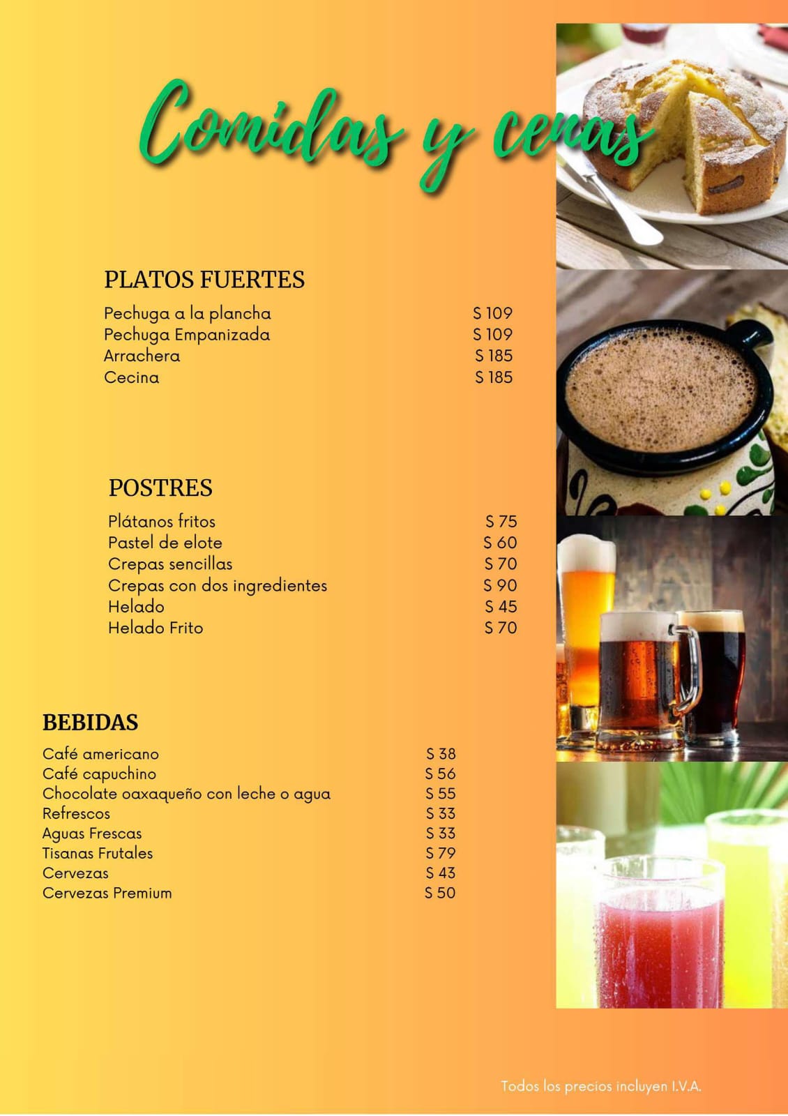 Carta Postres & Bebidas