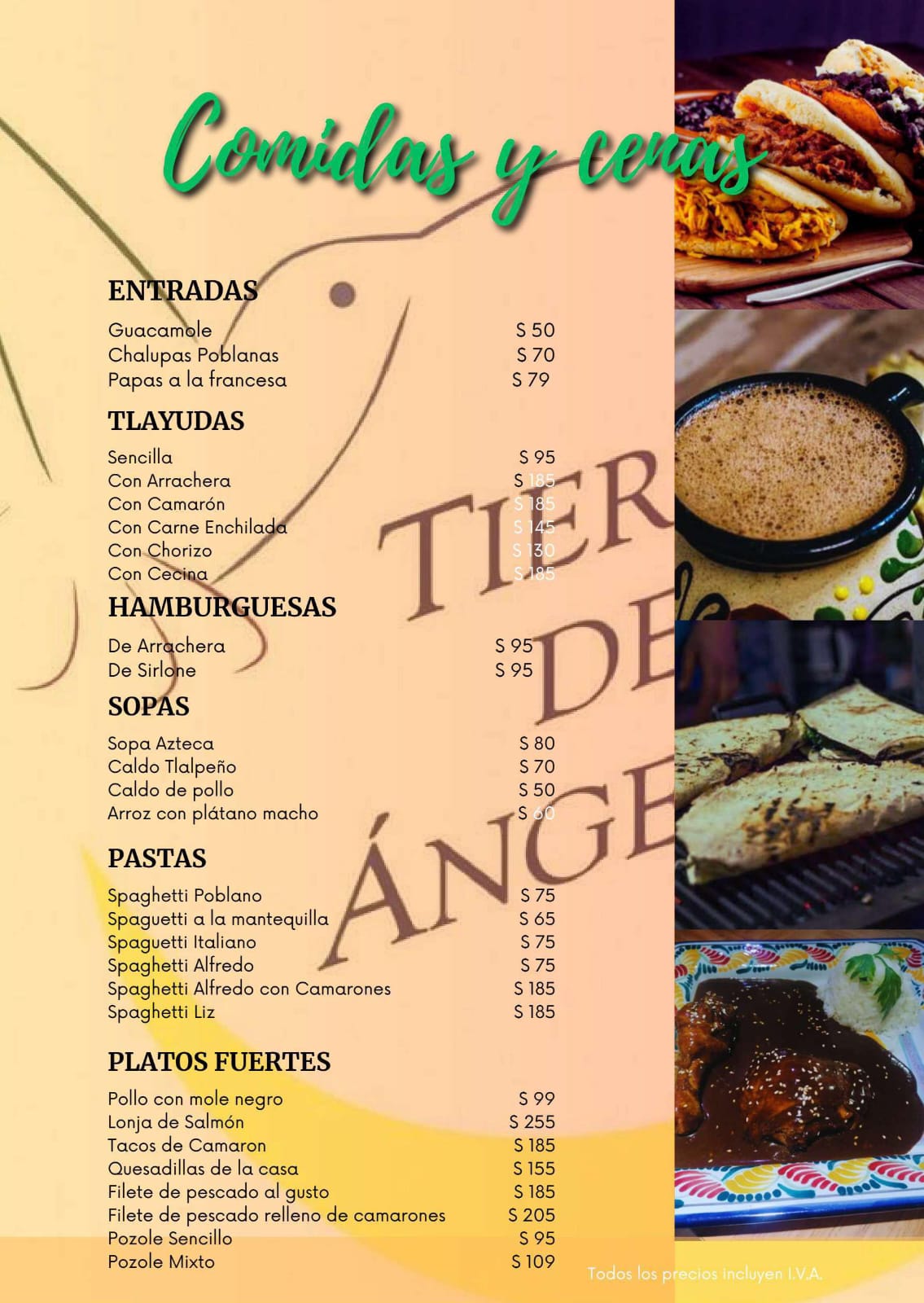 Carta Comidas y Cenas